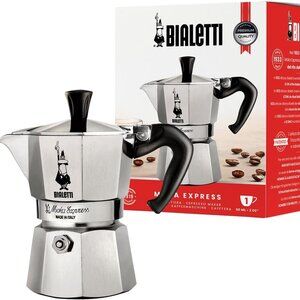 Bialetti 1-Cup (2 oz) Iconic Stovetop Moka Espresso Coffee Maker Pot, aluminum